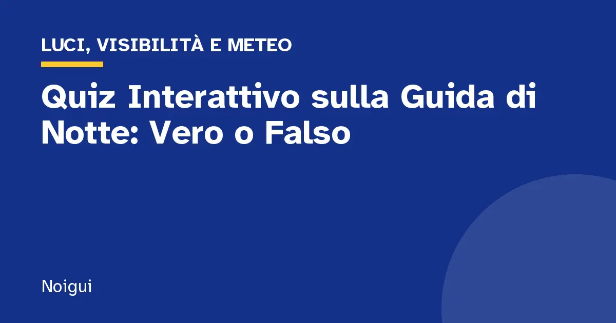 Quiz Interattivo sulla Guida di Notte: Vero o Falso