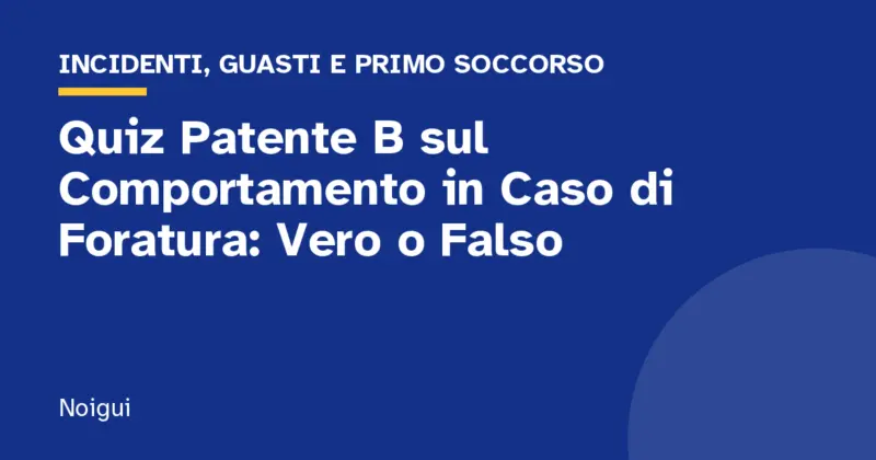 Quiz Patente B sul Comportamento in Caso di Foratura: Vero o Falso