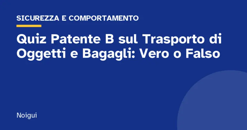 Quiz Patente B sul Trasporto di Oggetti e Bagagli: Vero o Falso