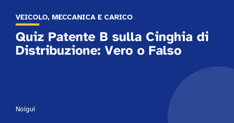Quiz Patente B sulla Cinghia di Distribuzione: Vero o Falso