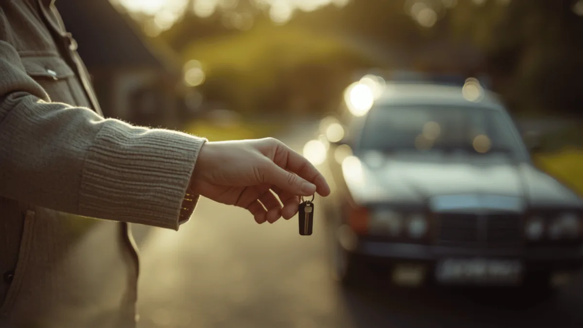 Mano che consegna le chiavi dell’auto a un familiare