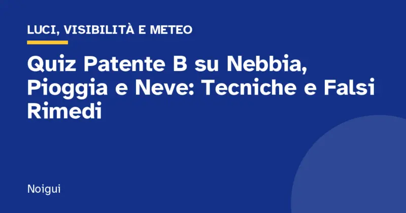 Quiz Patente B su Nebbia, Pioggia e Neve: Tecniche e Falsi Rimedi
