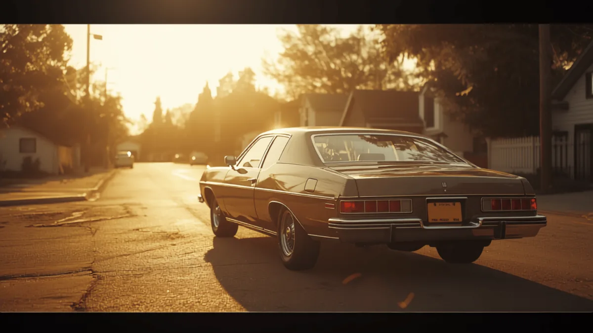 Auto d’epoca degli anni Settanta parcheggiata in una strada tranquilla